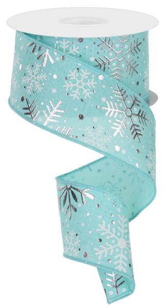 2.5" X 10Yd Wired Ribbon-Multi Snowflakes/Royal Burlap-Ice Blue/Silver-RGE1030RM