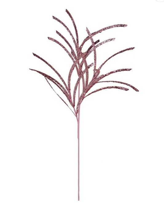 A single, stylized branch-like object made of a shiny, metallic material with a pink color.