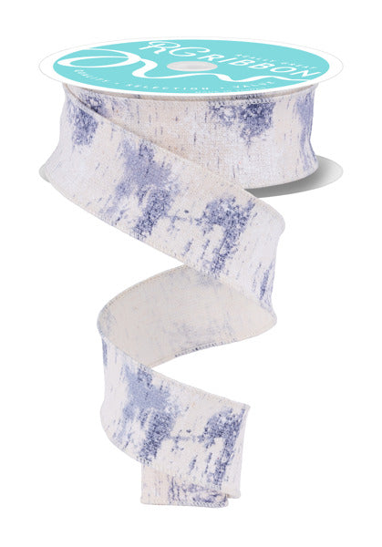 a spiral-shaped ribbon with a blue and white patterned design.