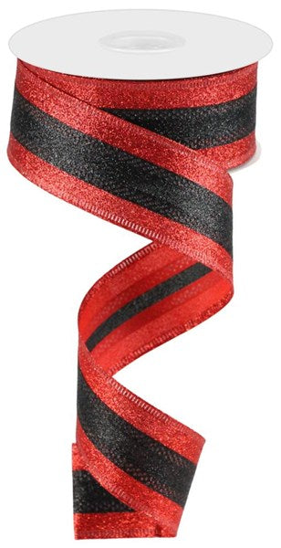 a roll of red and black ribbon on a white background