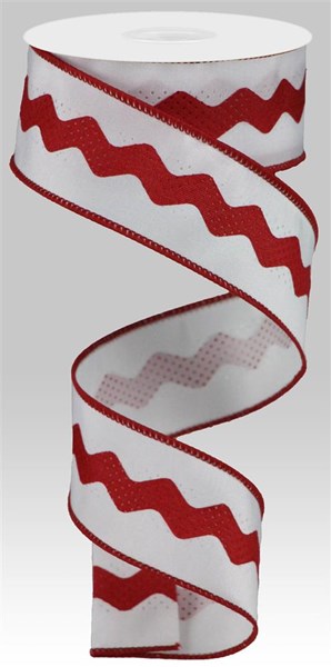 a roll of red and white ribbon on a white background