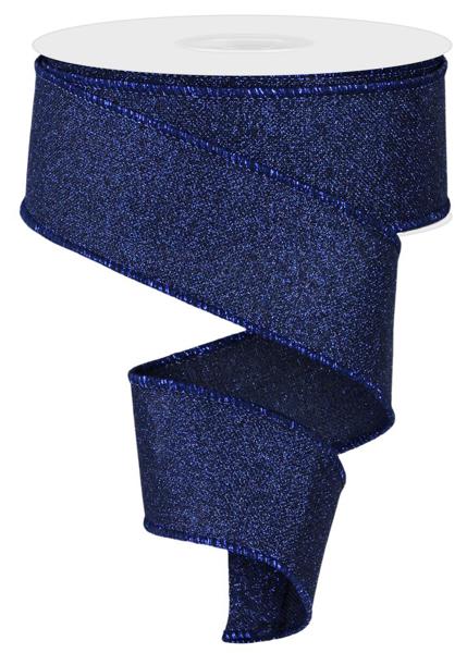 a roll of blue glitter ribbon on a white background