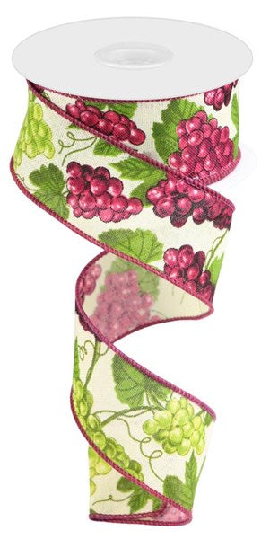 a roll of ribbon with grapes on it