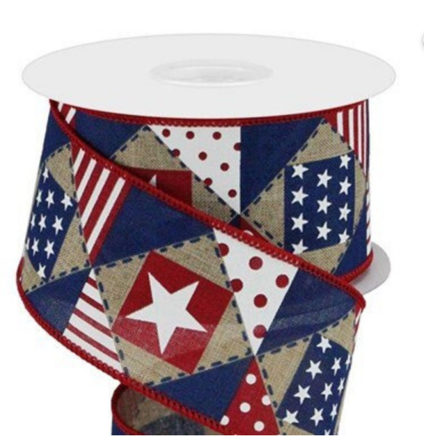 a red, white and blue ribbon with stars on it