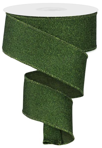 a roll of green glitter ribbon on a white background