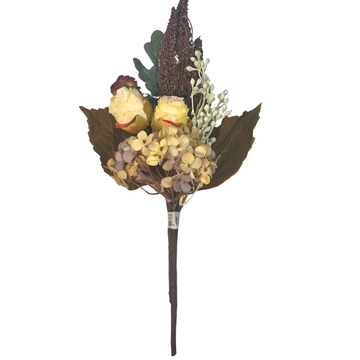 DRIED ROSE & HYDRANGEA BOUQUET, 16", PARCHMENT-6095-PAR