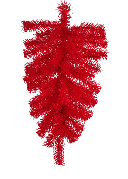 a red christmas tree with a white background