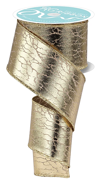 a gold-colored metallic ribbon with a textured pattern.