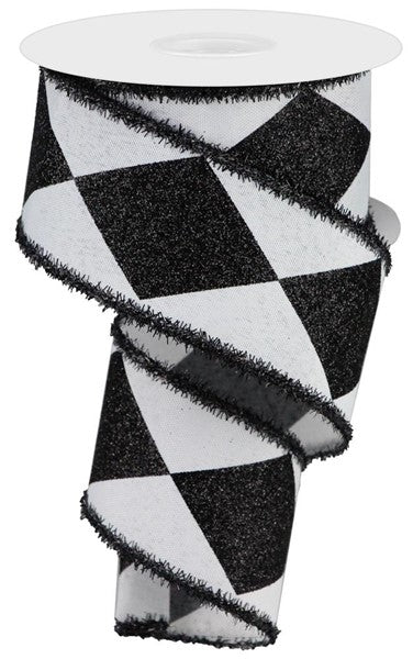 a roll of black and white checkered ribbon