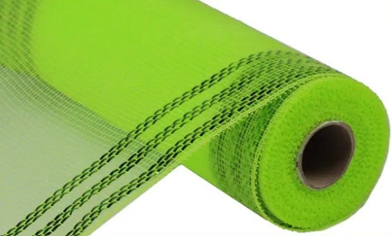 A roll of bright green mesh with a black dotted pattern.