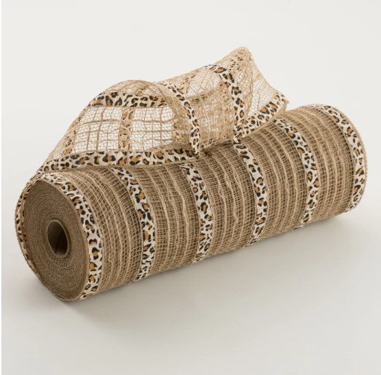 a roll of jute with a leopard print ribbon