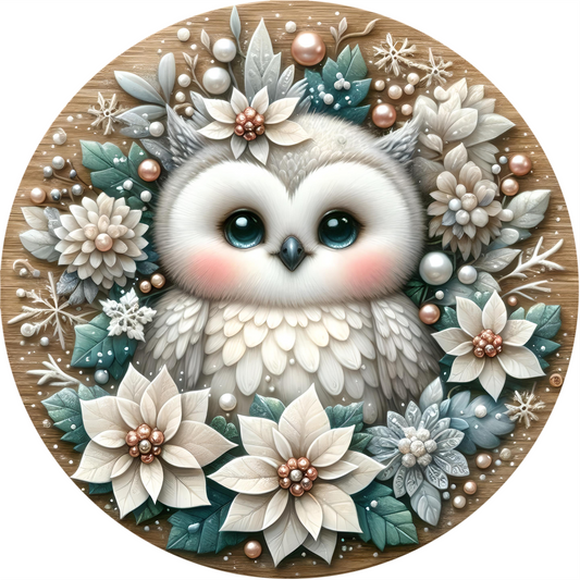 a painting of an owl surrounded by flowers