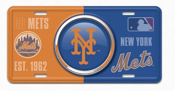 a new york mets license plate with a new york mets logo