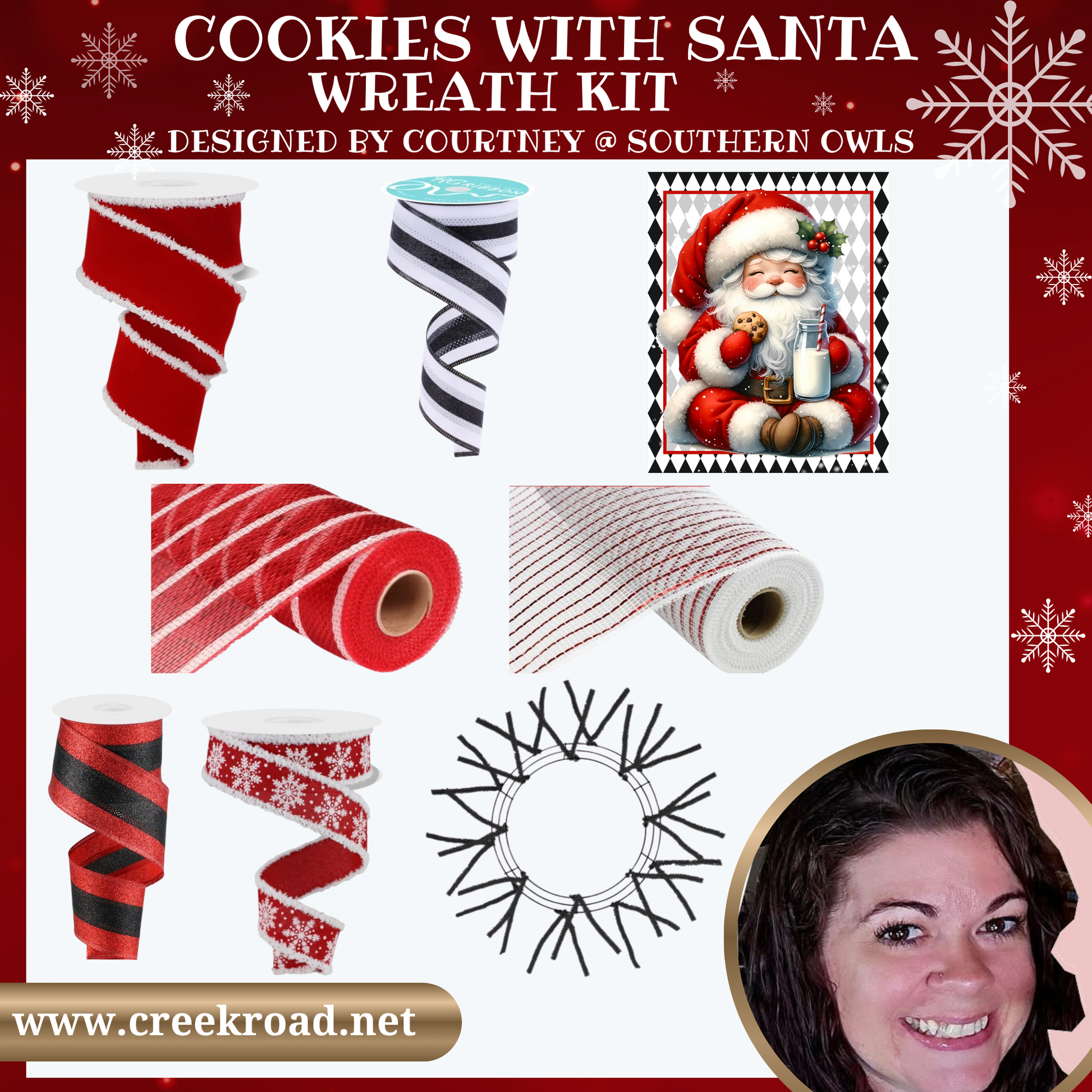 a picture of a woman next to some christmas decorations