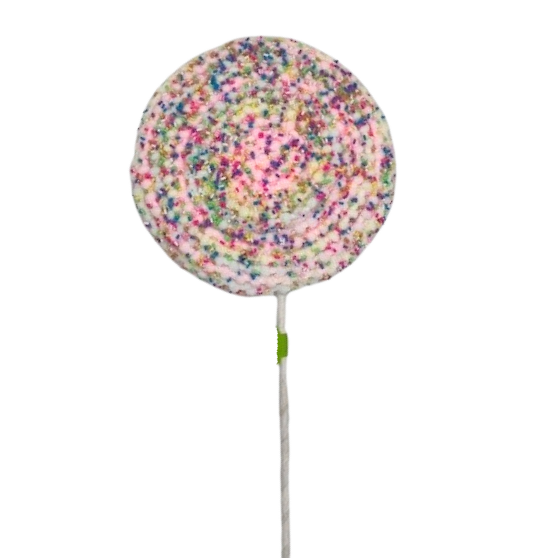 a lollipop with sprinkles on a white background