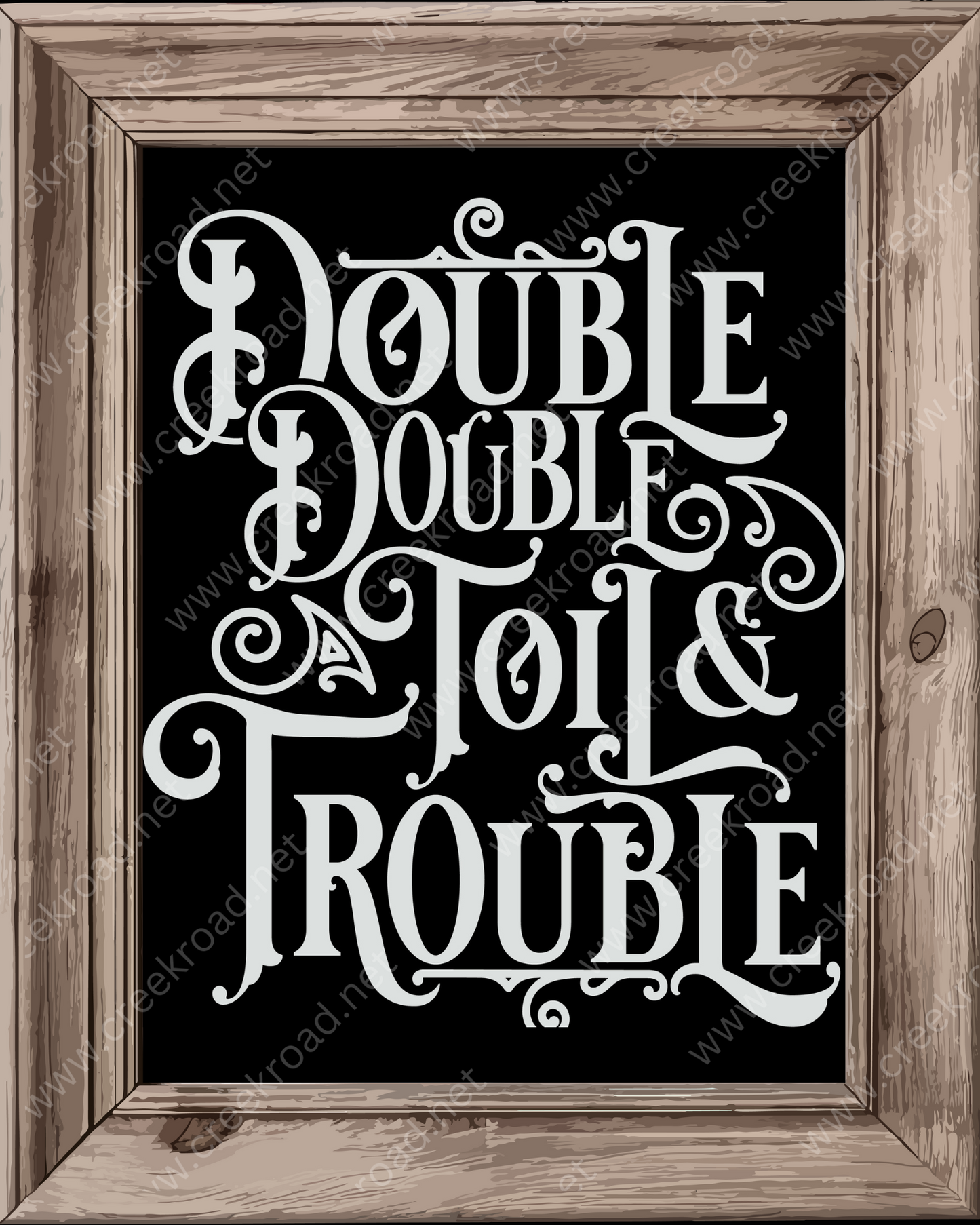 a black and white picture with the words double trouble