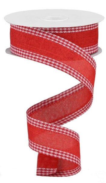 a red and white checkered ribbon on a white background