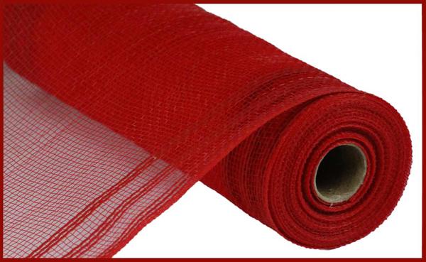 a roll of red mesh on a white background