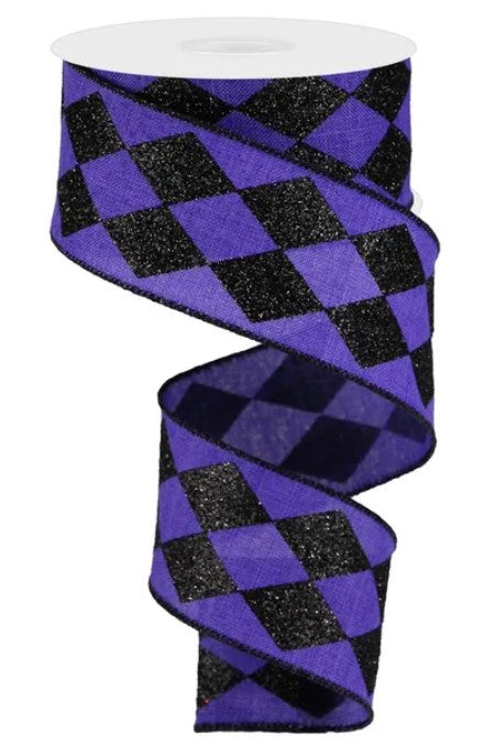 A spiral-shaped purple and black checkered ribbon.