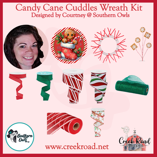 The image is a collage of various Christmas-themed items, including a candy cane, a wreath, and other festive decorations.