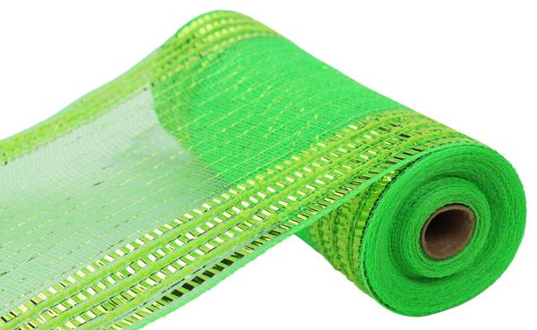 A roll of green mesh with a metallic, glittery texture.