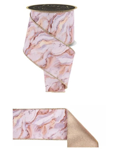 a marble-patterned ribbon with a gold trim.