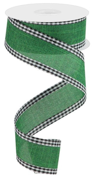 a green ribbon with black and white checks on it