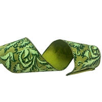a green and white ribbon on a white background