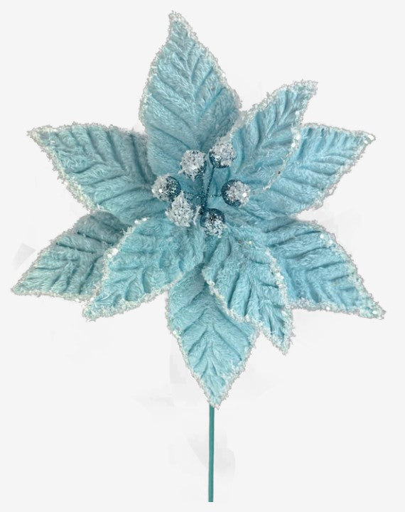 a blue flower on a white background