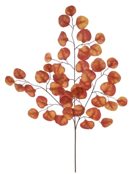 a branch with numerous red leaves arranged in a pattern, creating a visually striking and vibrant composition.