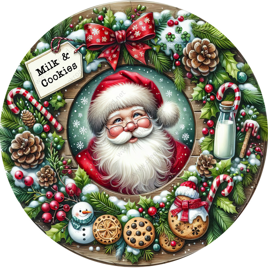 a christmas wreath with a santa clause on it