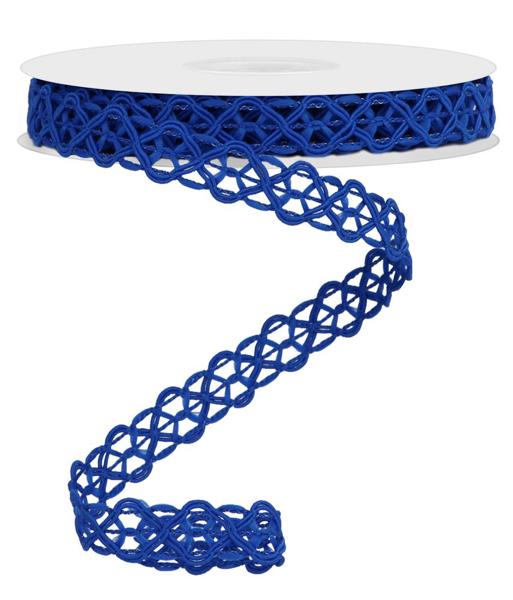 a roll of blue ribbon on a white background