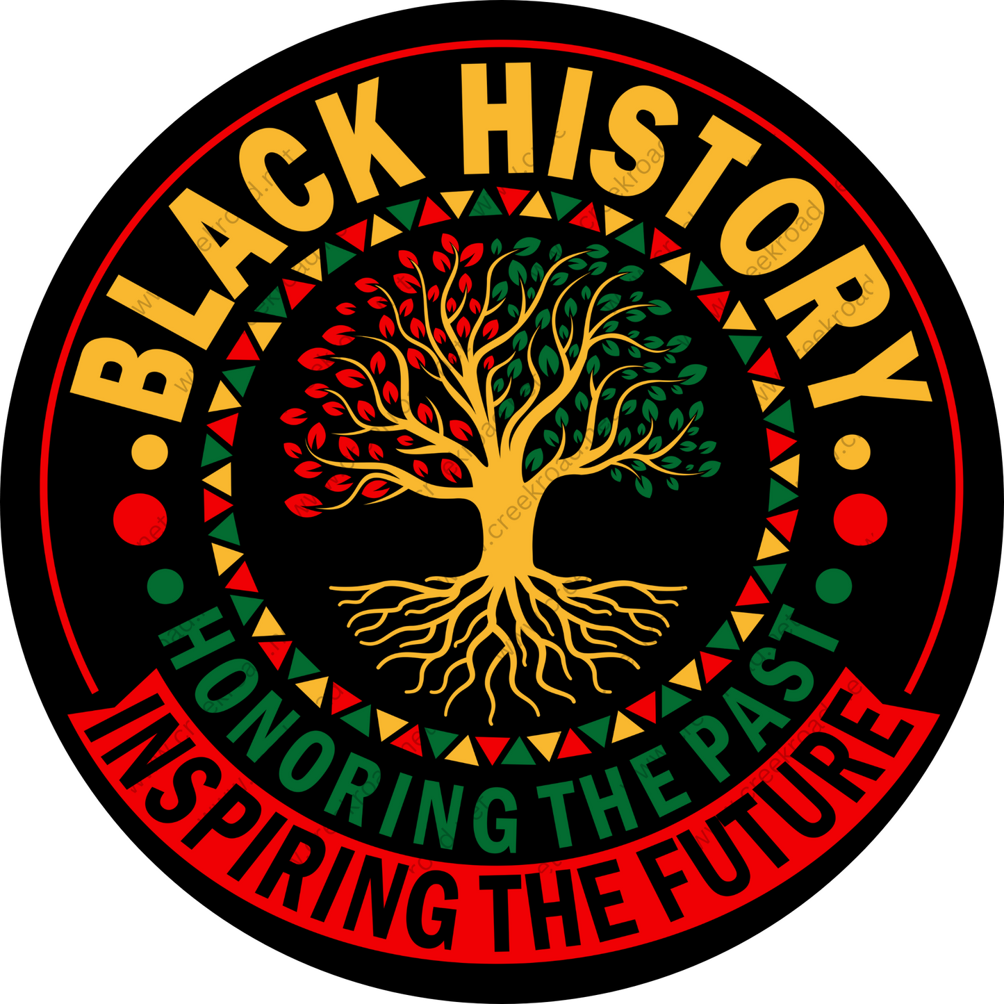 a black history logo with a tree on it