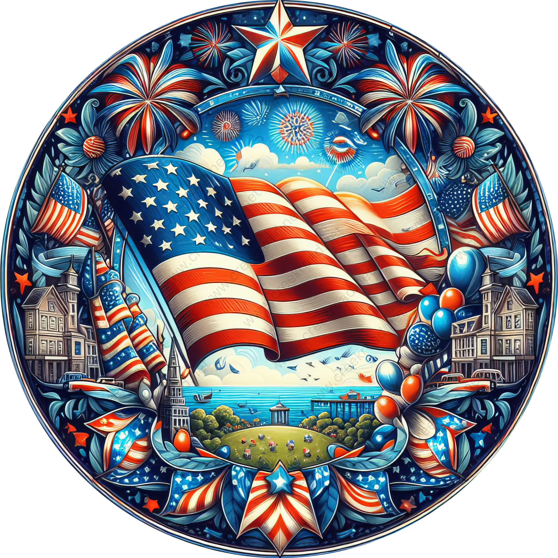 a plate with an american flag on it
