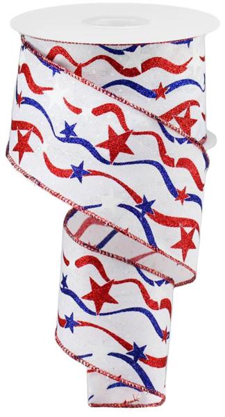 a red, white and blue ribbon with stars on it