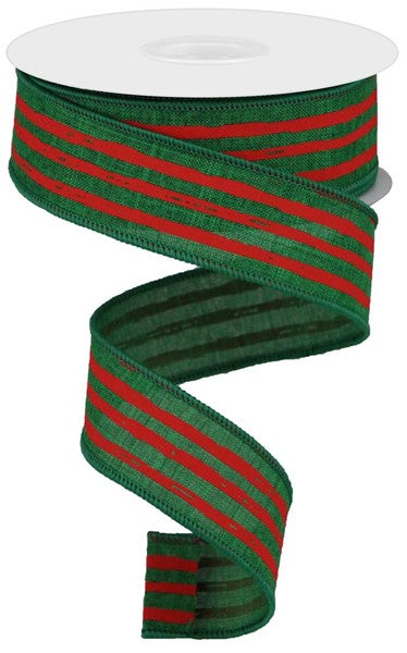 a green and red ribbon with a red stripe