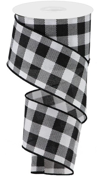 a roll of black and white plaid ribbon