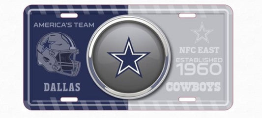 A Dallas Cowboys-themed license plate with the team's logo and the text "America's Team" and "NFC East Established 1960" printed on it.
