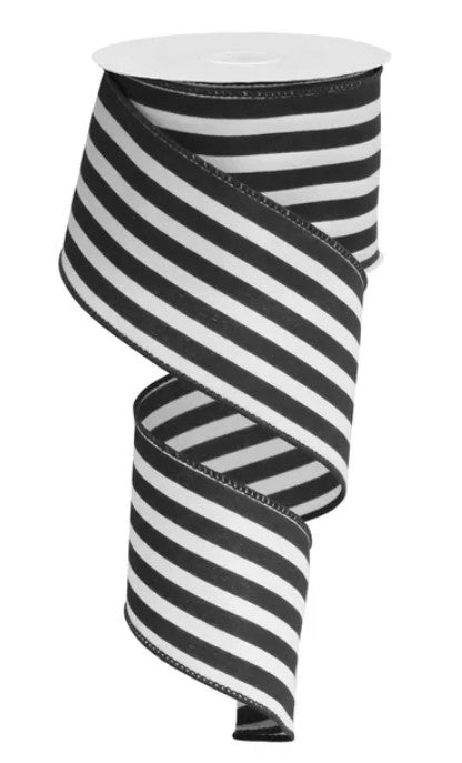 A black and white striped ribbon is shown in the image.