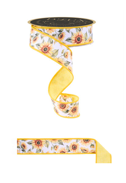 a yellow ribbon with sunflowers on it