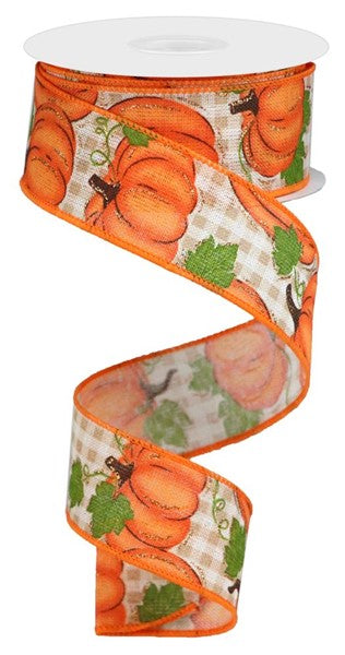 a roll of ribbon with pumpkins on it