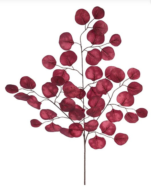 a branch with numerous red leaves arranged in a pattern, creating a visually striking and vibrant composition.