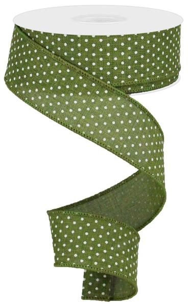 a green and white polka dot ribbon on a white background