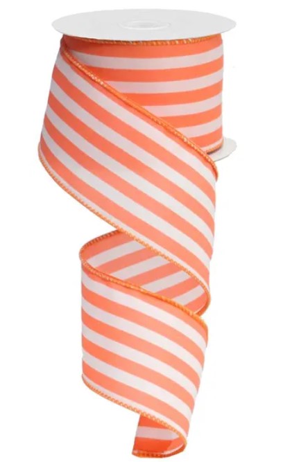 A roll of orange and white striped ribbon.