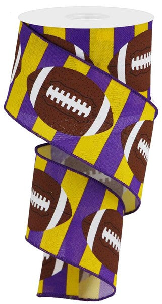 a roll of purple and yellow football ribbon