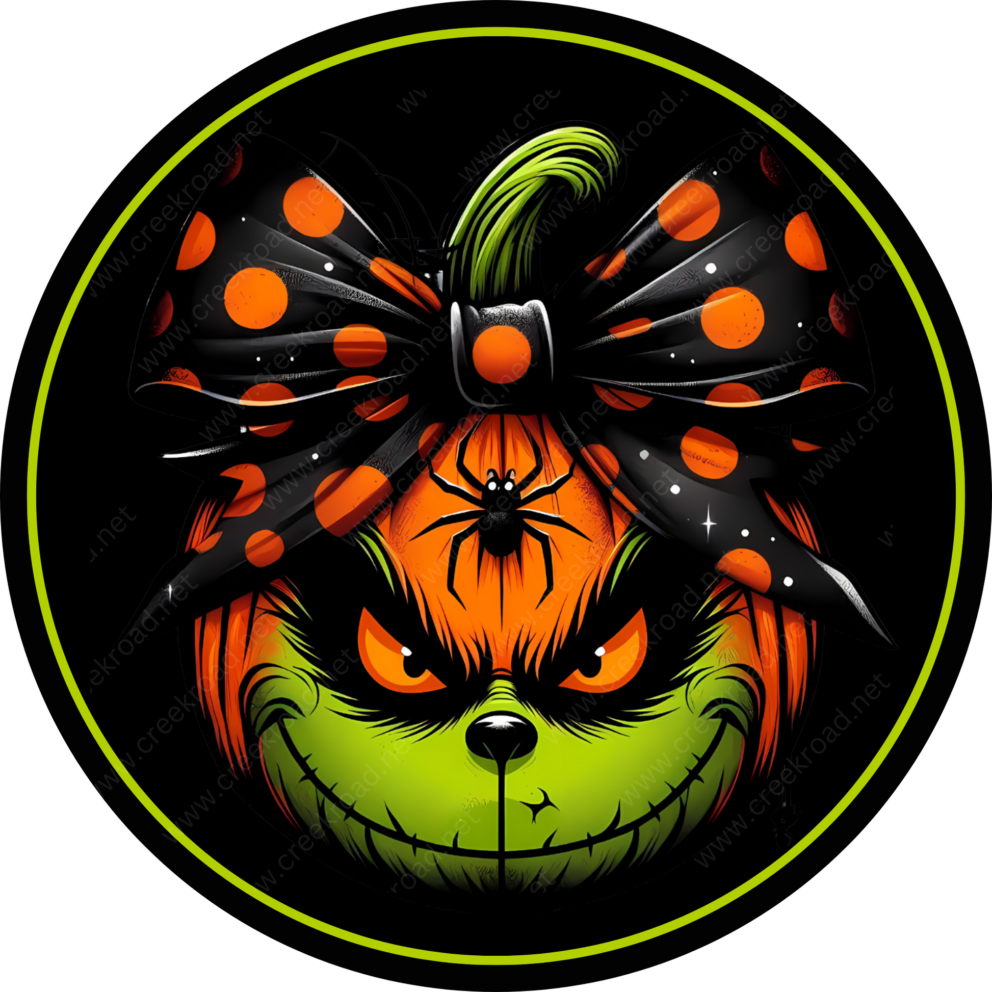 a pumpkin with a bow on it's head