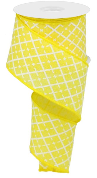 a yellow ribbon with white squares on it