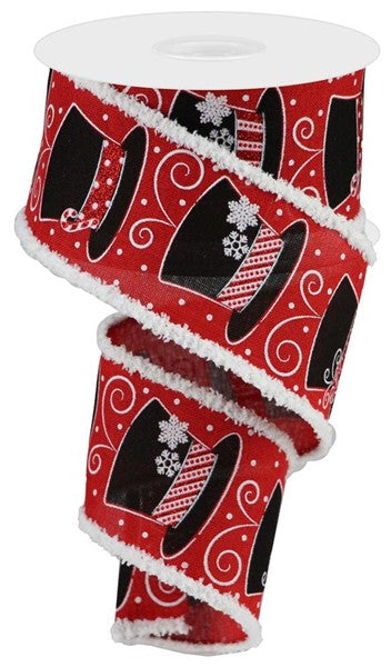 a roll of red and black christmas ribbon