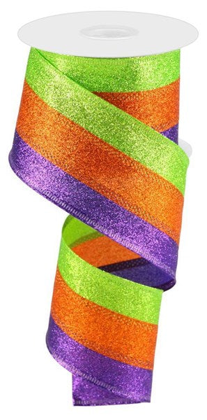 a roll of colorful glitter ribbon on a white background