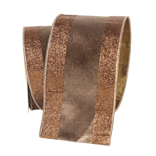 a brown and gold metallic ribbon with a textured pattern.